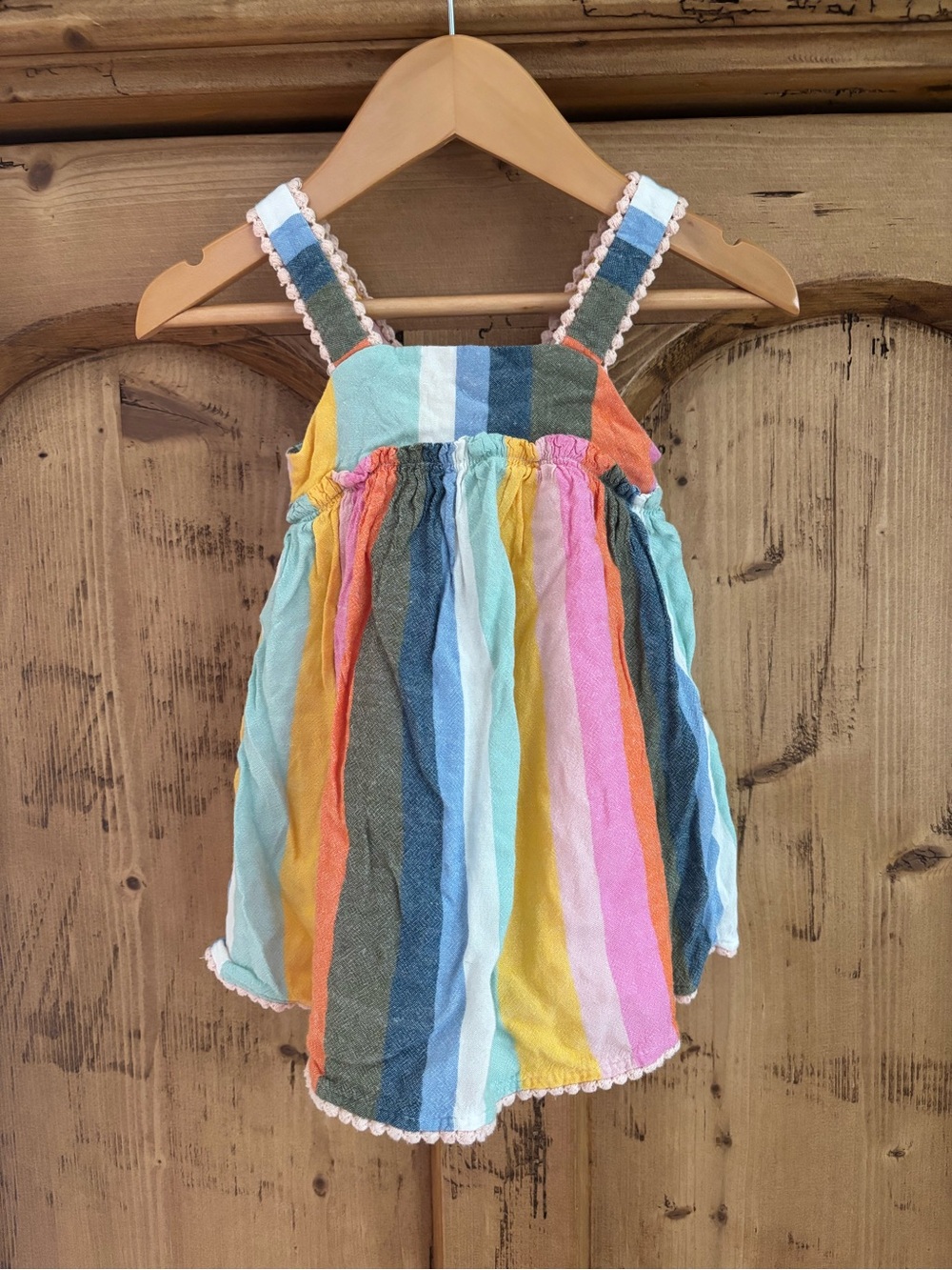 Tahari Multicolor Striped Sundress with Pom-Trim Straps